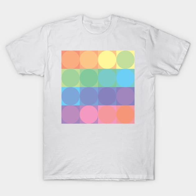 Classy and orderly Pastel Rainbow Color Blocks and Spheres T-Shirt by SeaStories